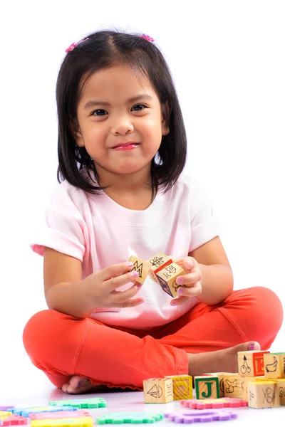 Girl and letters box — Stock Photo, Image