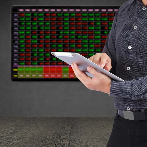 Businessman looking at TV screen — Stock Photo, Image