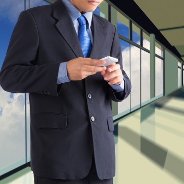 Akıllı telefon kullanan iş adamı