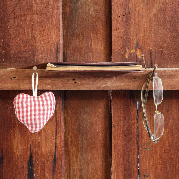 Fabric heart on the wall — Stock Photo, Image