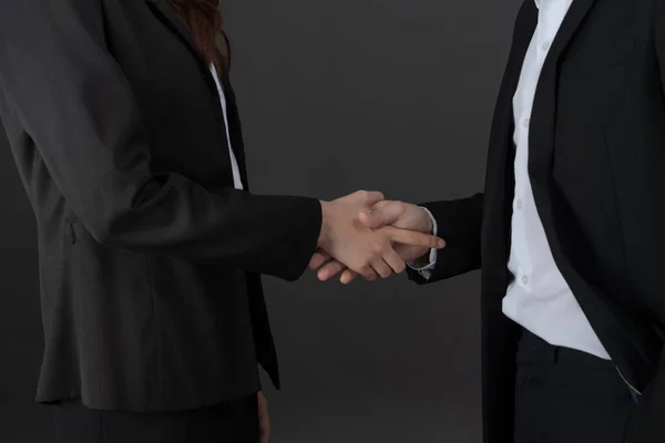 Two Young Businessmen Shook Hands Congratulate Successful Business Together — Stock Photo, Image