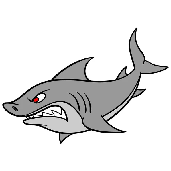 Tiburón Merodeando Una Ilustración Dibujos Animados Tiburón Merodeando Por Océano — Vector de stock