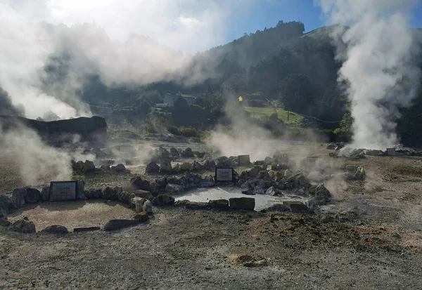 Campo Calor Geotermal Usado Para Cozinhar Furnas — Fotografia de Stock