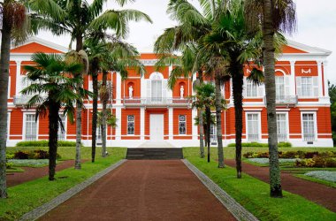 Ponta Delgada, Azores, Portekiz, Eylül 2021: Azores Adaları Özerk Hükümet Sarayı