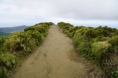 Azores Adası Sao Miguel 'deki cidade göllerinde çamurlu bir yol.