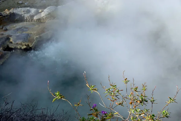 炉内の川の上で熱い火山蒸気が — ストック写真