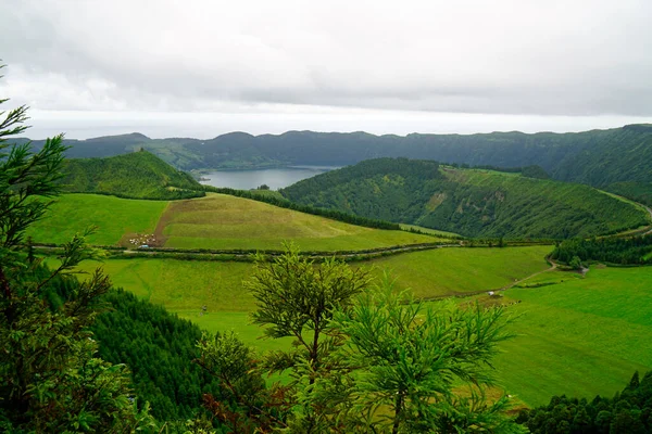 Uitzicht Het Meer Cidades Punt Het Eiland Azores — Stockfoto