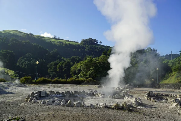 Campo Calor Geotermal Usado Para Cozinhar Furnas — Fotografia de Stock