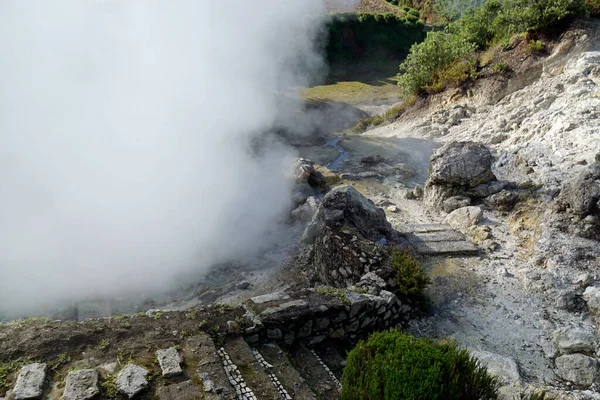 Гаряча Вулканічна Пара Над Річкою Хутрах — стокове фото