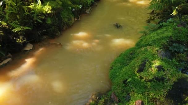 Pequena Cachoeira Com Cascatas Furnas Nos Açores — Vídeo de Stock