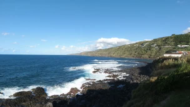 Rough Wild Coast Azores Island Sao Miguel — Stock Video