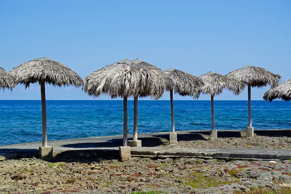 Slunečníky Pláži Havana Miramar — Stock fotografie