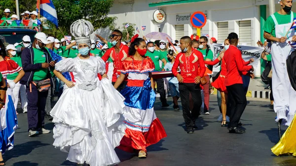 Varadero Cuba Maggio 2022 Sfilata Colorata Carnevale Nel Giorno Del — Foto Stock