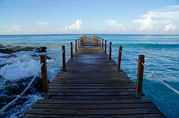 Humeur Matin Sur Une Jetée Bois Dans Les Caraïbes — Photo