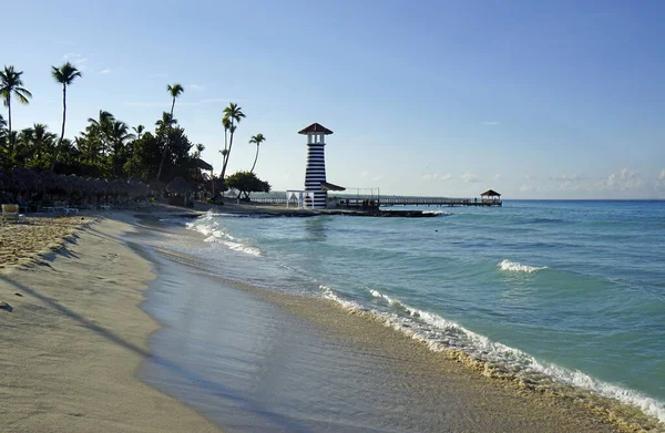 Sonnenaufgangsstimmung Leuchtturm Von Bayahibe Der Dominikanischen Republik — Stockfoto