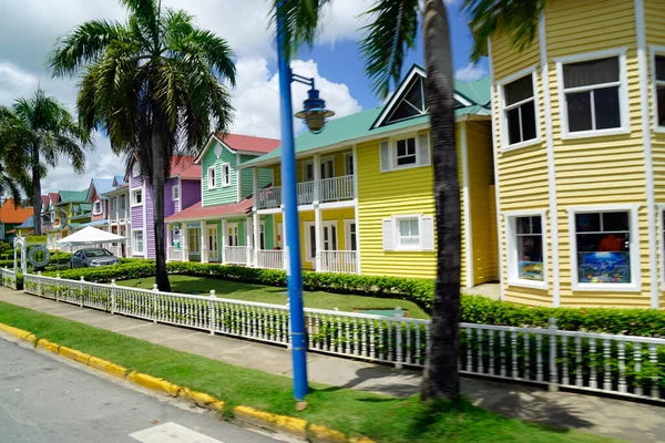 Färgglada Trähus Samana Den Dominikanska Republiken — Stockfoto