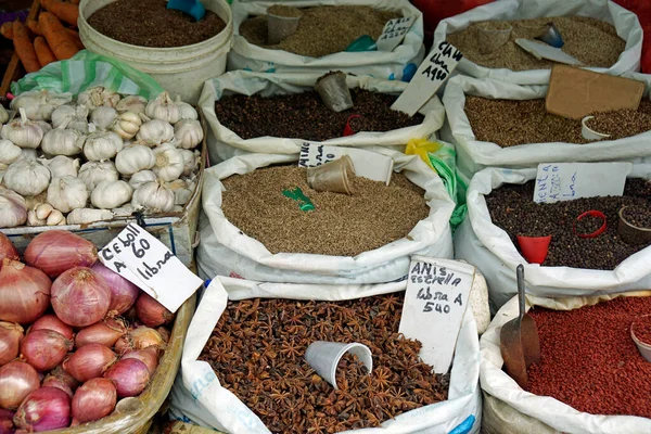 Especiarias Frescas Feijão Mercado Local República Dominicana — Fotografia de Stock