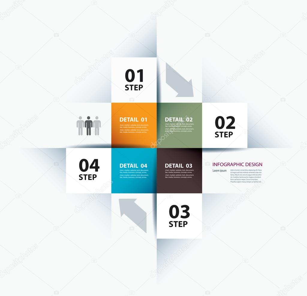 Vector business step paper data and numbers design template