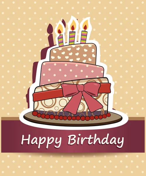 Vector cartão de aniversário feliz. Bolo de aniversário. Vector Illustration.Colorful aniversário . —  Vetores de Stock