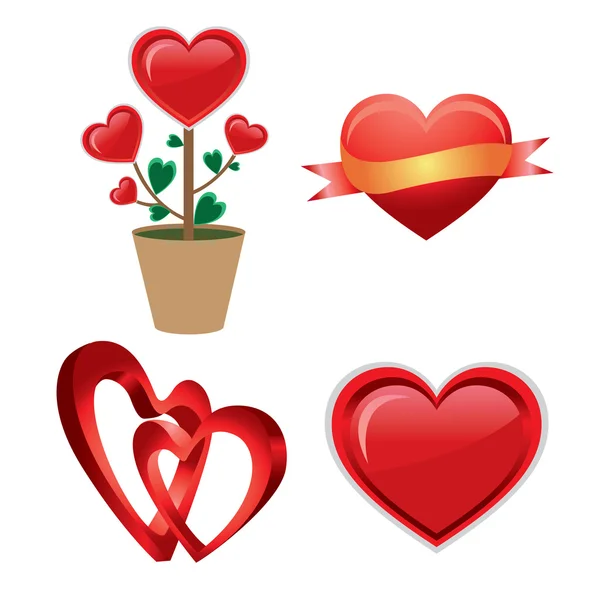 Набор красного валентинного сердца. Большое Красное Сердце Изолировано на белом фоне — стоковый вектор