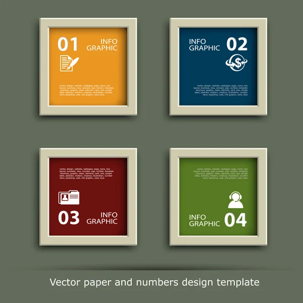 Plantilla de diseño de iconos de papel y números vectoriales — Vector de stock