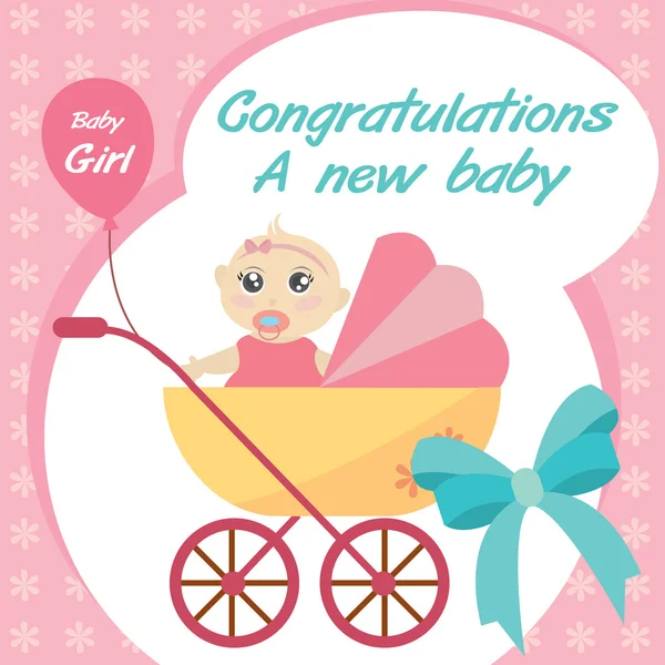 Vektorkarte neugeborenes Baby Mädchen — Stockvektor