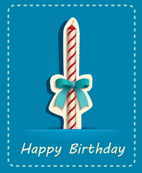 Hyvää syntymäpäivää kortti kynttilä ja nauha . — vektorikuva