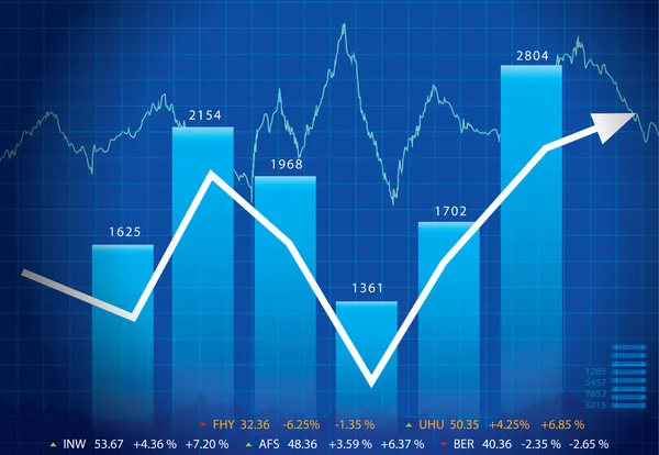 Gráfico de negocio vectorial con flecha que muestra beneficios y ganancias Resumen de los datos de existencias financieras Stock — Archivo Imágenes Vectoriales