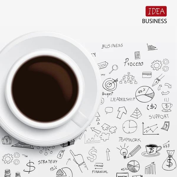 Taza de café y estrategia de negocios — Archivo Imágenes Vectoriales