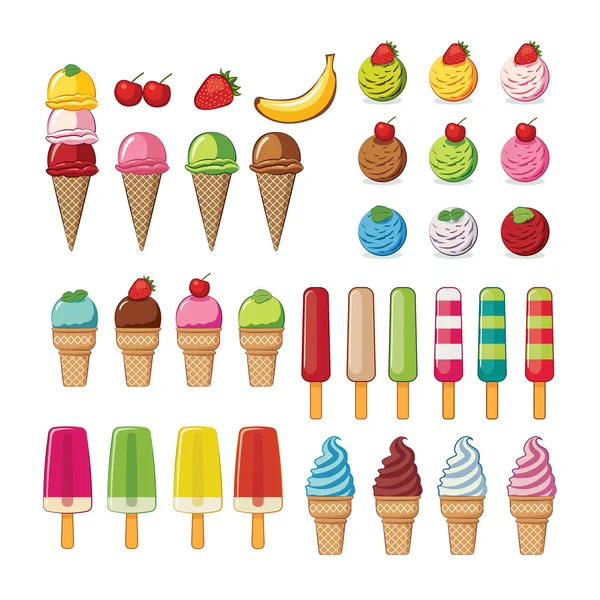 Ice cream set — Stock Vector