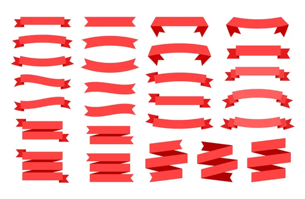 Знамя Красной Ленты Пробелами Текста Иллюстрационный Набор Волокиты — стоковый вектор