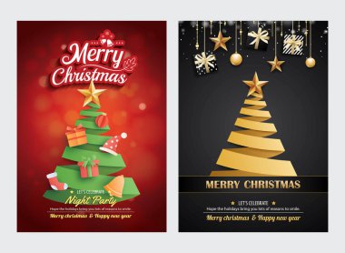 Mutlu noel tebrik kartı şablonu. Mutlu bayramlar. Bayrak ve kart şablonu..