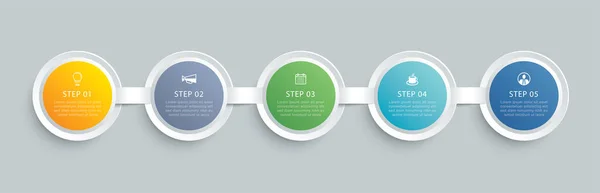 Cronologia Dei Cerchi Infografici Con Modelli Dati Illustrazione Vettoriale Sfondo — Vettoriale Stock