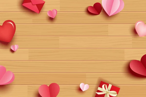 Joyeuse Saint Valentin Avec Des Coeurs Papier Espace Copie Sur — Image vectorielle