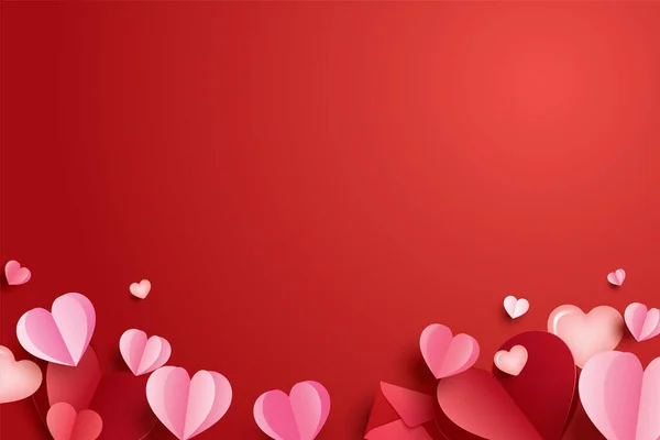 Feliz Dia Dos Namorados Com Corações Papel Espaço Cópia Fundo — Vetor de Stock