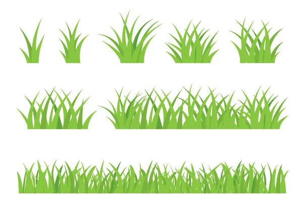 Primavera Hierba Verde Aislada Sobre Fondo Blanco Conjunto Fronteras Hierba — Archivo Imágenes Vectoriales