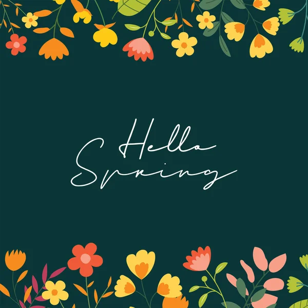 Hello Spring Banner Background Template Colorful Flower Can Use Social — Stock Vector