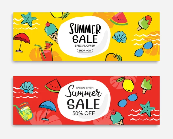 Summer Sale Banner Cover Template Background Summer Discount Special Offer — Stock vektor