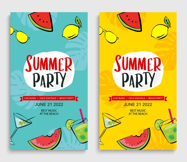 Summer Party Poster Summer Tropical Element Background — Διανυσματικό Αρχείο