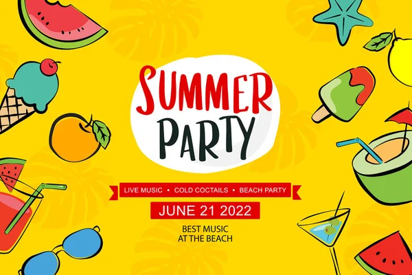 Sommerfest Poster Mit Sommer Tropischen Element Hintergrund — Stockvektor