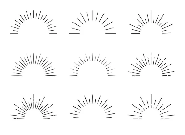 Eine Reihe Von Sonnenstrahlen Starburst Hintergrund Sunburst Symbole Für Sommerliches — Stockvektor