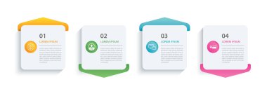 4 veri bilgisi kare sekme kağıt indeks şablonu. Vektör illüstrasyonu soyut arkaplan.