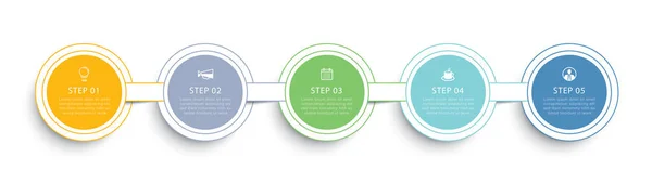 Infographics Circle Timeline Number Thin Line Data Template Vector Illustration — Archivo Imágenes Vectoriales