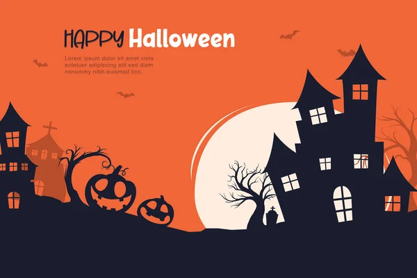 Halloween Party Invitations Greeting Cards Background Halloween Illustration Template Banner — Image vectorielle