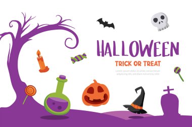 Halloween greeting cards background. Halloween illustration template for banner, poster, flyer, sale, and all design.