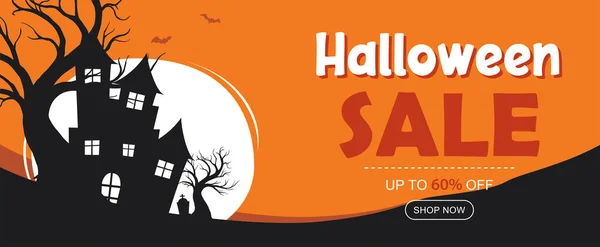 Halloween Sale Banner Background Halloween Illustration Template Poster Flyer Sale — Image vectorielle