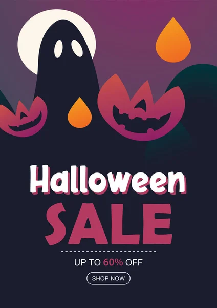 Halloween Sale Banner Background Halloween Illustration Template Poster Flyer Sale — Vector de stock