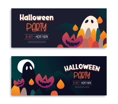 Halloween party invitations or greeting cards background. Halloween illustration template for banner, poster, flyer, sale, and all design.