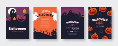 Halloween party invitations or greeting cards background. Halloween illustration template for banner, poster, flyer, sale, and all design.