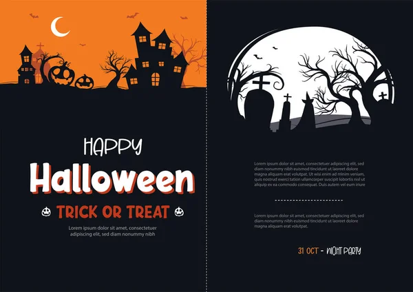 Halloween Greeting Cards Background Halloween Illustration Template Banner Poster Flyer — Vector de stock